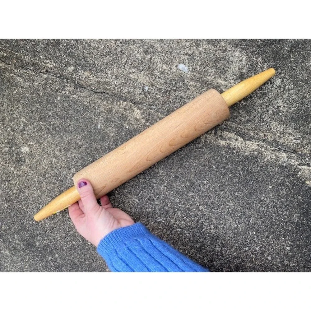Vintage Style Hardwood Wooden Rolling Pin Natural Grain Tapered Handles‎